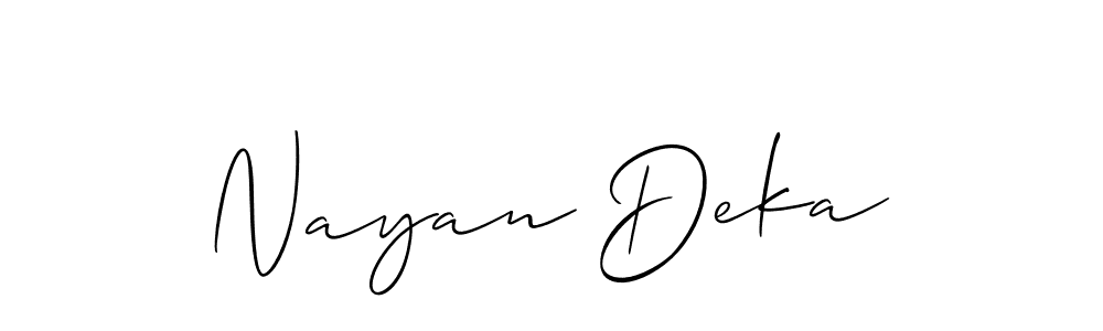 Also we have Nayan Deka name is the best signature style. Create professional handwritten signature collection using Allison_Script autograph style. Nayan Deka signature style 2 images and pictures png