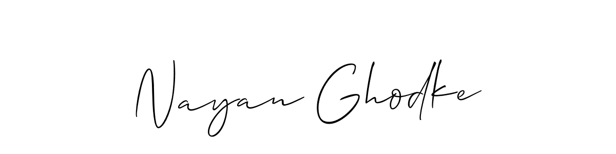 Design your own signature with our free online signature maker. With this signature software, you can create a handwritten (Allison_Script) signature for name Nayan Ghodke. Nayan Ghodke signature style 2 images and pictures png
