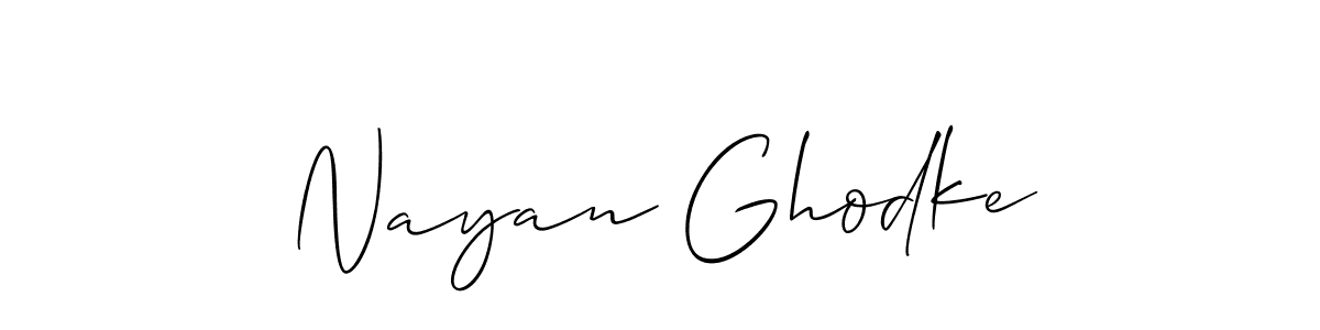 Design your own signature with our free online signature maker. With this signature software, you can create a handwritten (Allison_Script) signature for name Nayan Ghodke. Nayan Ghodke signature style 2 images and pictures png