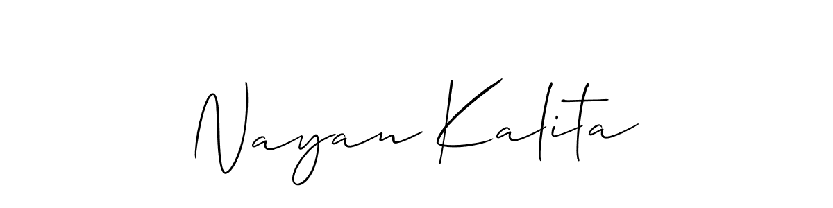 Use a signature maker to create a handwritten signature online. With this signature software, you can design (Allison_Script) your own signature for name Nayan Kalita. Nayan Kalita signature style 2 images and pictures png