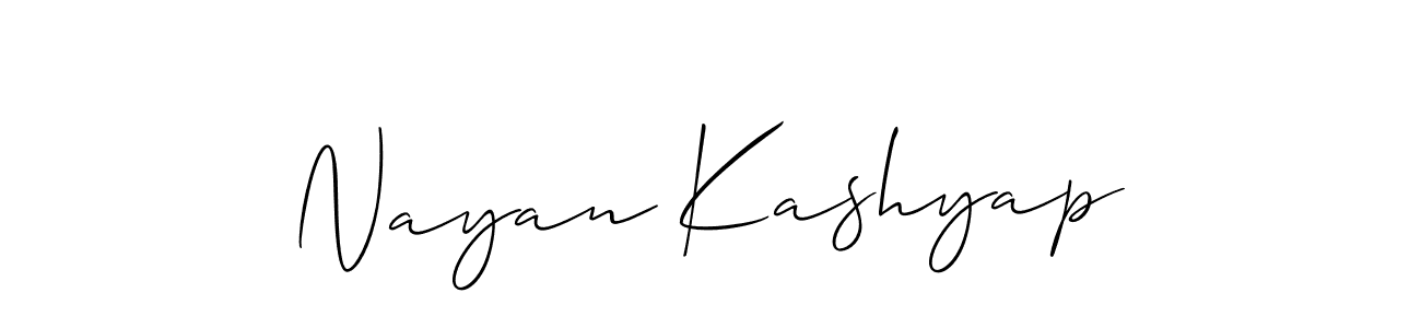 Make a beautiful signature design for name Nayan Kashyap. With this signature (Allison_Script) style, you can create a handwritten signature for free. Nayan Kashyap signature style 2 images and pictures png