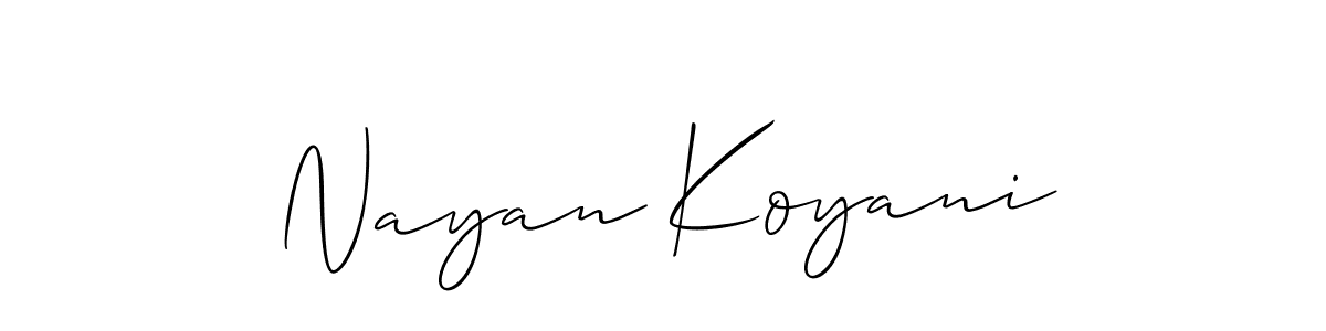 Also You can easily find your signature by using the search form. We will create Nayan Koyani name handwritten signature images for you free of cost using Allison_Script sign style. Nayan Koyani signature style 2 images and pictures png