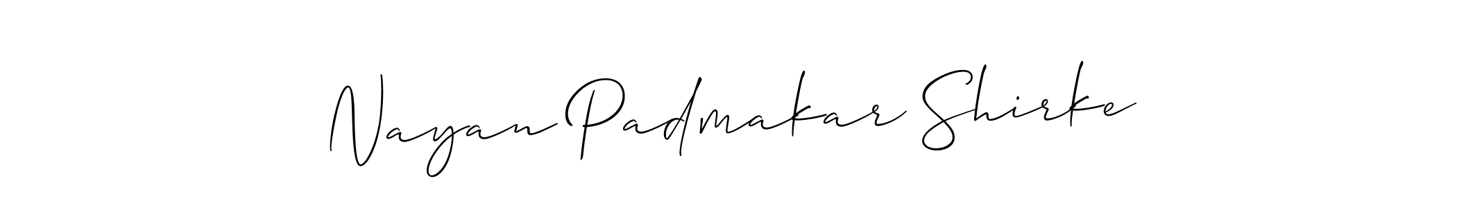 Also we have Nayan Padmakar Shirke name is the best signature style. Create professional handwritten signature collection using Allison_Script autograph style. Nayan Padmakar Shirke signature style 2 images and pictures png
