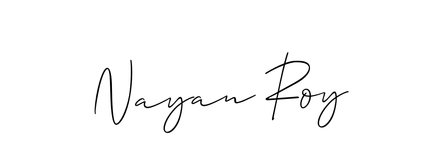 Make a beautiful signature design for name Nayan Roy. With this signature (Allison_Script) style, you can create a handwritten signature for free. Nayan Roy signature style 2 images and pictures png