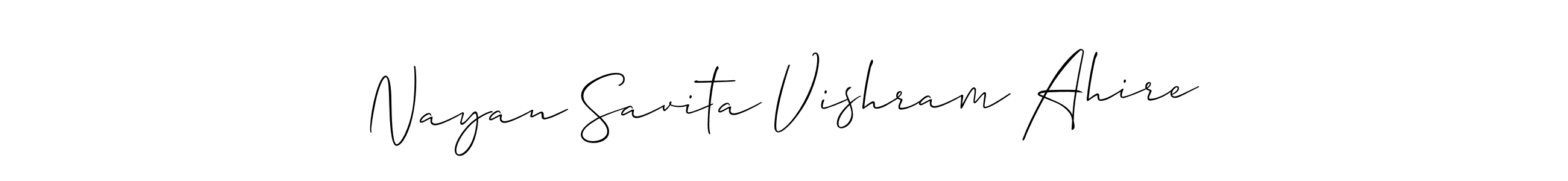 This is the best signature style for the Nayan Savita Vishram Ahire name. Also you like these signature font (Allison_Script). Mix name signature. Nayan Savita Vishram Ahire signature style 2 images and pictures png