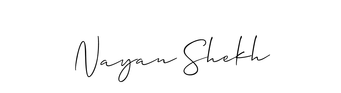 Make a beautiful signature design for name Nayan Shekh. With this signature (Allison_Script) style, you can create a handwritten signature for free. Nayan Shekh signature style 2 images and pictures png