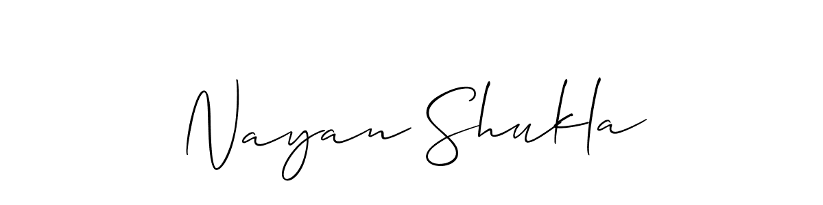 How to make Nayan Shukla name signature. Use Allison_Script style for creating short signs online. This is the latest handwritten sign. Nayan Shukla signature style 2 images and pictures png