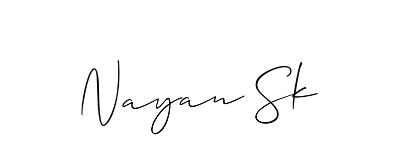 How to Draw Nayan Sk signature style? Allison_Script is a latest design signature styles for name Nayan Sk. Nayan Sk signature style 2 images and pictures png