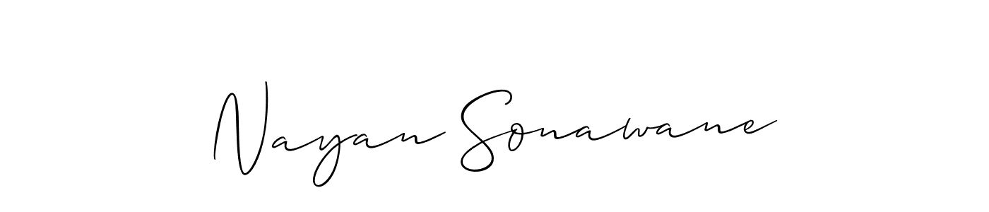 Allison_Script is a professional signature style that is perfect for those who want to add a touch of class to their signature. It is also a great choice for those who want to make their signature more unique. Get Nayan Sonawane name to fancy signature for free. Nayan Sonawane signature style 2 images and pictures png