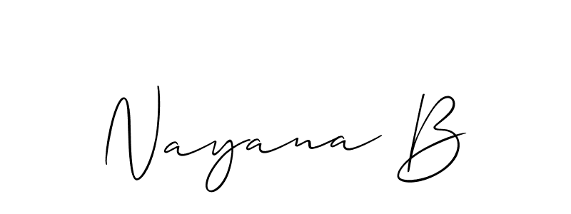 Create a beautiful signature design for name Nayana B. With this signature (Allison_Script) fonts, you can make a handwritten signature for free. Nayana B signature style 2 images and pictures png