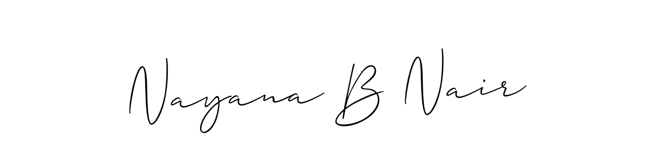 Create a beautiful signature design for name Nayana B Nair. With this signature (Allison_Script) fonts, you can make a handwritten signature for free. Nayana B Nair signature style 2 images and pictures png