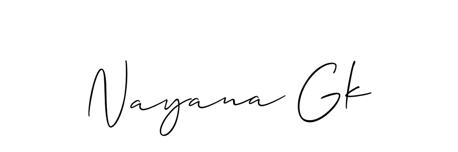 if you are searching for the best signature style for your name Nayana Gk. so please give up your signature search. here we have designed multiple signature styles  using Allison_Script. Nayana Gk signature style 2 images and pictures png
