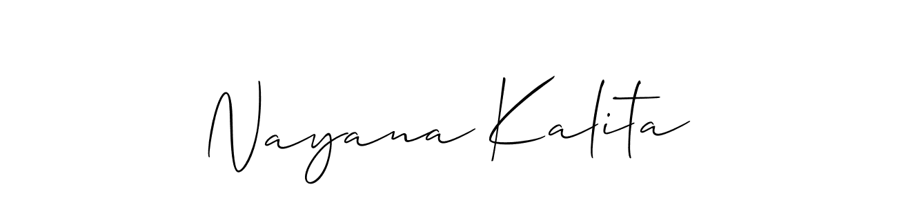 It looks lik you need a new signature style for name Nayana Kalita. Design unique handwritten (Allison_Script) signature with our free signature maker in just a few clicks. Nayana Kalita signature style 2 images and pictures png