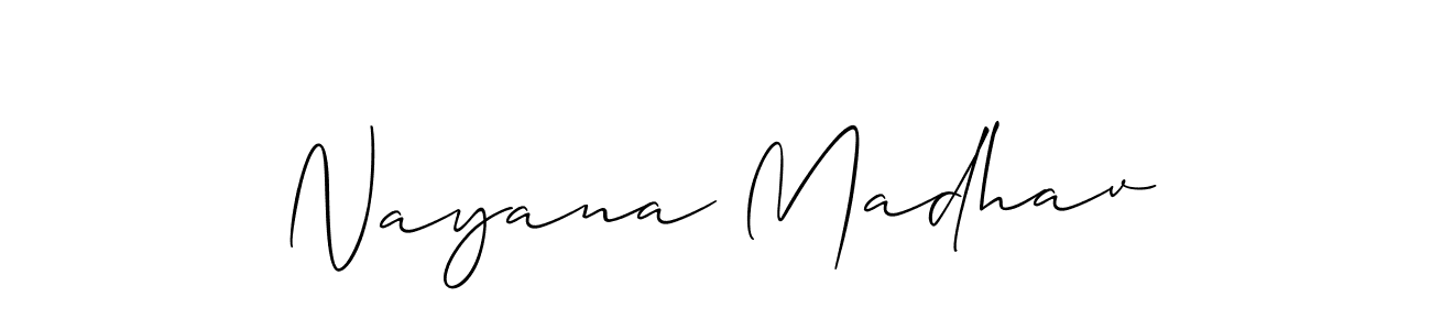The best way (Allison_Script) to make a short signature is to pick only two or three words in your name. The name Nayana Madhav include a total of six letters. For converting this name. Nayana Madhav signature style 2 images and pictures png