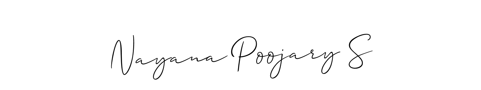 Make a short Nayana Poojary S signature style. Manage your documents anywhere anytime using Allison_Script. Create and add eSignatures, submit forms, share and send files easily. Nayana Poojary S signature style 2 images and pictures png