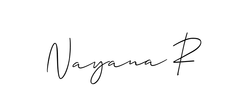 This is the best signature style for the Nayana R name. Also you like these signature font (Allison_Script). Mix name signature. Nayana R signature style 2 images and pictures png