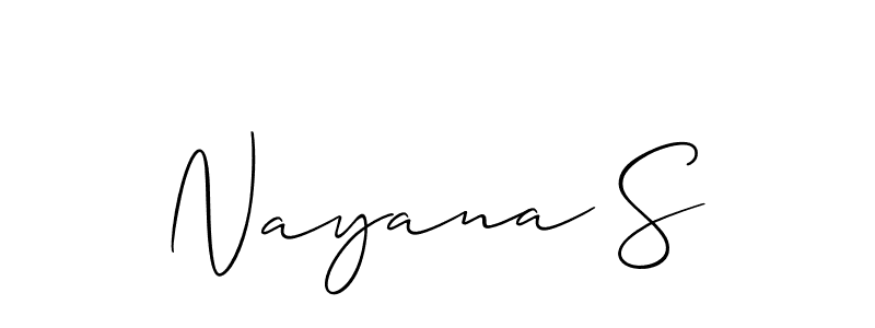 if you are searching for the best signature style for your name Nayana S. so please give up your signature search. here we have designed multiple signature styles  using Allison_Script. Nayana S signature style 2 images and pictures png