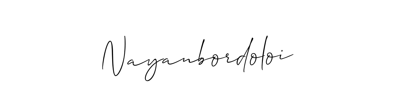 Design your own signature with our free online signature maker. With this signature software, you can create a handwritten (Allison_Script) signature for name Nayanbordoloi. Nayanbordoloi signature style 2 images and pictures png