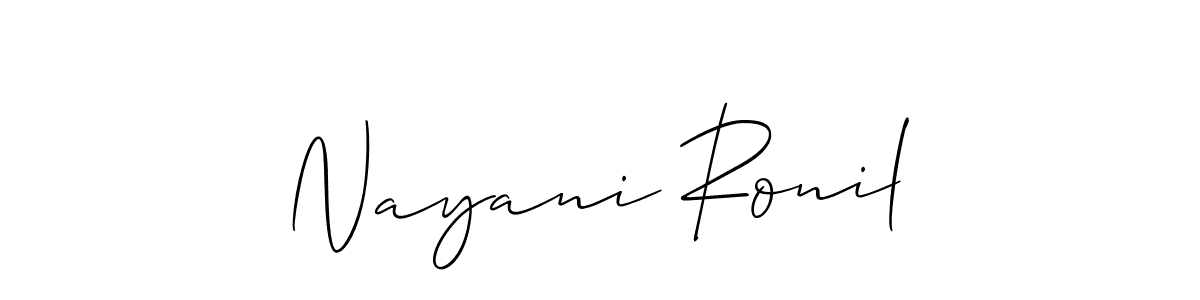 Also You can easily find your signature by using the search form. We will create Nayani Ronil name handwritten signature images for you free of cost using Allison_Script sign style. Nayani Ronil signature style 2 images and pictures png