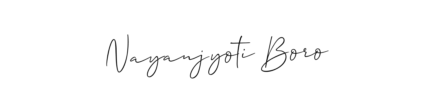 Design your own signature with our free online signature maker. With this signature software, you can create a handwritten (Allison_Script) signature for name Nayanjyoti Boro. Nayanjyoti Boro signature style 2 images and pictures png