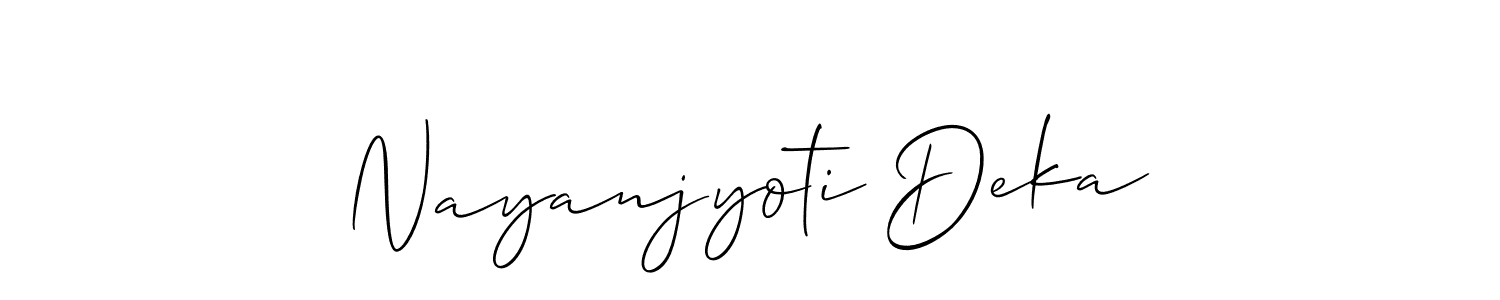 Make a short Nayanjyoti Deka signature style. Manage your documents anywhere anytime using Allison_Script. Create and add eSignatures, submit forms, share and send files easily. Nayanjyoti Deka signature style 2 images and pictures png