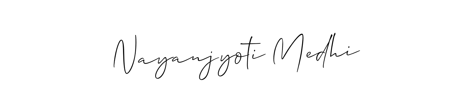 You should practise on your own different ways (Allison_Script) to write your name (Nayanjyoti Medhi) in signature. don't let someone else do it for you. Nayanjyoti Medhi signature style 2 images and pictures png