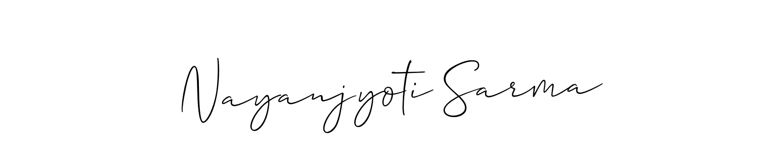 Allison_Script is a professional signature style that is perfect for those who want to add a touch of class to their signature. It is also a great choice for those who want to make their signature more unique. Get Nayanjyoti Sarma name to fancy signature for free. Nayanjyoti Sarma signature style 2 images and pictures png