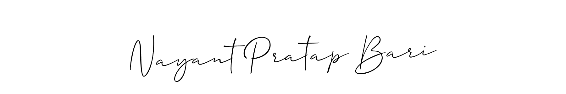 How to make Nayant Pratap Bari name signature. Use Allison_Script style for creating short signs online. This is the latest handwritten sign. Nayant Pratap Bari signature style 2 images and pictures png