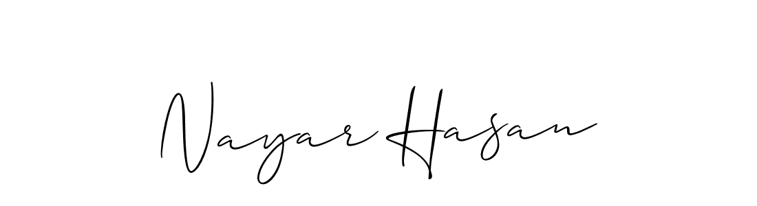 You should practise on your own different ways (Allison_Script) to write your name (Nayar Hasan) in signature. don't let someone else do it for you. Nayar Hasan signature style 2 images and pictures png