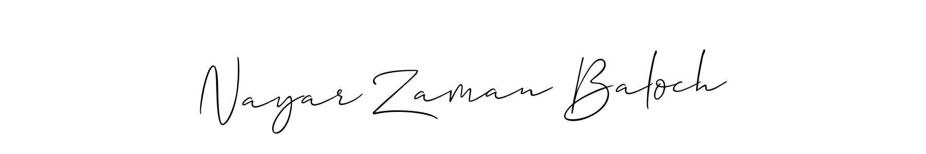 Allison_Script is a professional signature style that is perfect for those who want to add a touch of class to their signature. It is also a great choice for those who want to make their signature more unique. Get Nayar Zaman Baloch name to fancy signature for free. Nayar Zaman Baloch signature style 2 images and pictures png