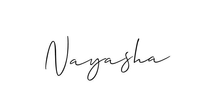 Design your own signature with our free online signature maker. With this signature software, you can create a handwritten (Allison_Script) signature for name Nayasha. Nayasha signature style 2 images and pictures png