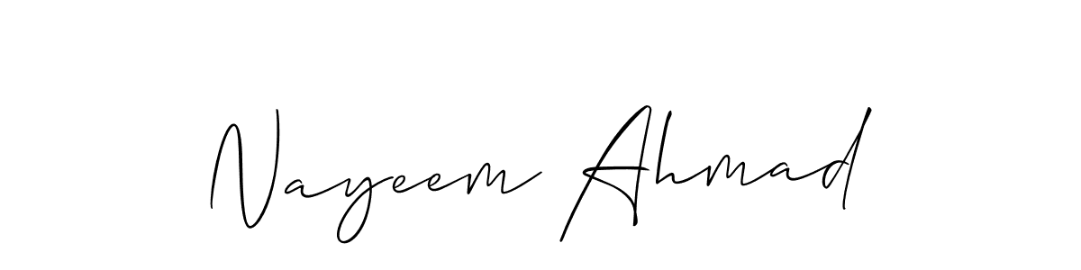 Create a beautiful signature design for name Nayeem Ahmad. With this signature (Allison_Script) fonts, you can make a handwritten signature for free. Nayeem Ahmad signature style 2 images and pictures png