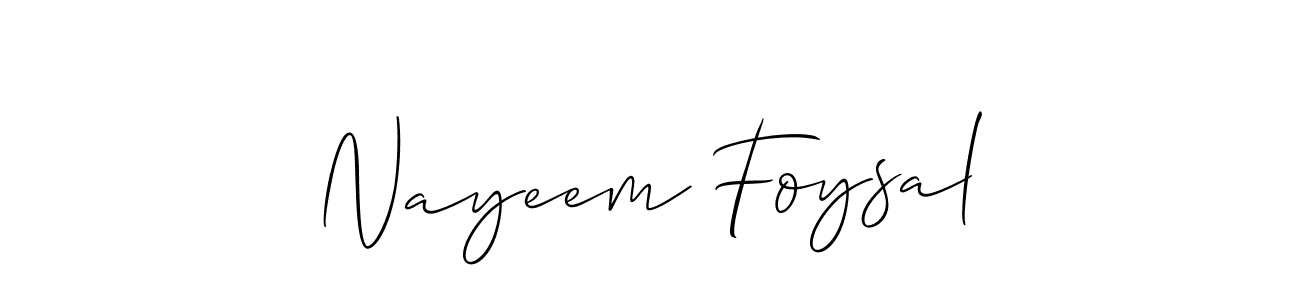 Allison_Script is a professional signature style that is perfect for those who want to add a touch of class to their signature. It is also a great choice for those who want to make their signature more unique. Get Nayeem Foysal name to fancy signature for free. Nayeem Foysal signature style 2 images and pictures png