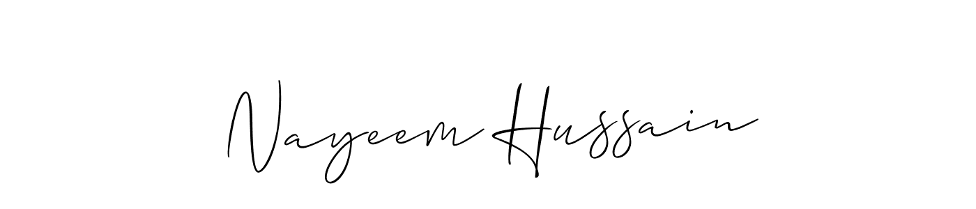 Create a beautiful signature design for name Nayeem Hussain. With this signature (Allison_Script) fonts, you can make a handwritten signature for free. Nayeem Hussain signature style 2 images and pictures png