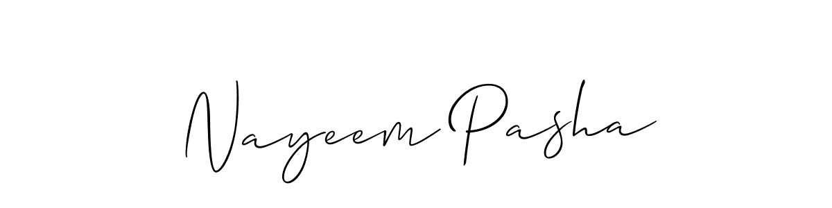 Allison_Script is a professional signature style that is perfect for those who want to add a touch of class to their signature. It is also a great choice for those who want to make their signature more unique. Get Nayeem Pasha name to fancy signature for free. Nayeem Pasha signature style 2 images and pictures png