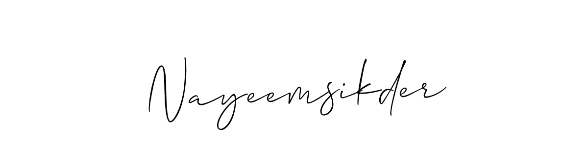 Also we have Nayeemsikder name is the best signature style. Create professional handwritten signature collection using Allison_Script autograph style. Nayeemsikder signature style 2 images and pictures png