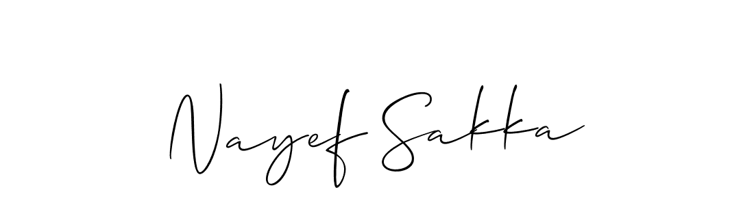 Make a short Nayef Sakka signature style. Manage your documents anywhere anytime using Allison_Script. Create and add eSignatures, submit forms, share and send files easily. Nayef Sakka signature style 2 images and pictures png