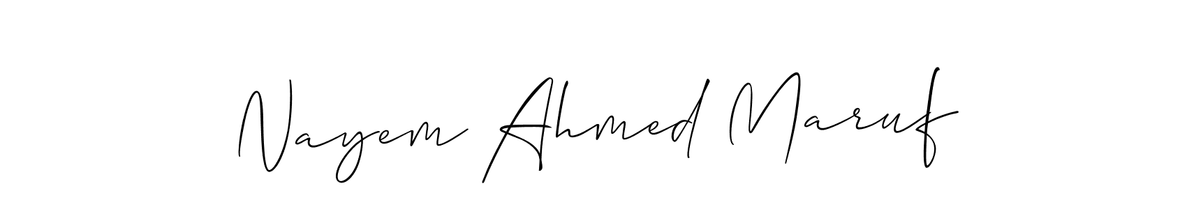 Create a beautiful signature design for name Nayem Ahmed Maruf. With this signature (Allison_Script) fonts, you can make a handwritten signature for free. Nayem Ahmed Maruf signature style 2 images and pictures png