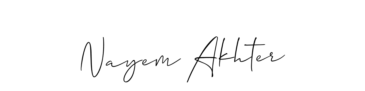 Use a signature maker to create a handwritten signature online. With this signature software, you can design (Allison_Script) your own signature for name Nayem Akhter. Nayem Akhter signature style 2 images and pictures png