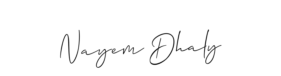 Similarly Allison_Script is the best handwritten signature design. Signature creator online .You can use it as an online autograph creator for name Nayem Dhaly. Nayem Dhaly signature style 2 images and pictures png