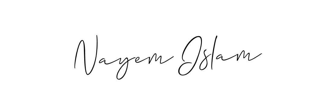 It looks lik you need a new signature style for name Nayem Islam. Design unique handwritten (Allison_Script) signature with our free signature maker in just a few clicks. Nayem Islam signature style 2 images and pictures png