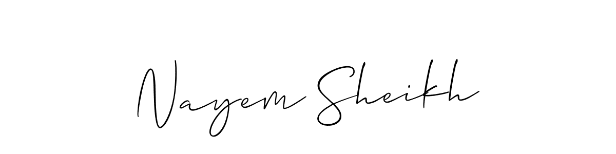 Nayem Sheikh stylish signature style. Best Handwritten Sign (Allison_Script) for my name. Handwritten Signature Collection Ideas for my name Nayem Sheikh. Nayem Sheikh signature style 2 images and pictures png