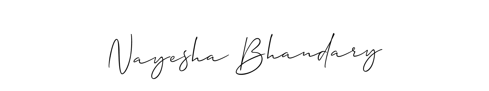 It looks lik you need a new signature style for name Nayesha Bhandary. Design unique handwritten (Allison_Script) signature with our free signature maker in just a few clicks. Nayesha Bhandary signature style 2 images and pictures png