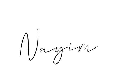It looks lik you need a new signature style for name Nayim. Design unique handwritten (Allison_Script) signature with our free signature maker in just a few clicks. Nayim signature style 2 images and pictures png