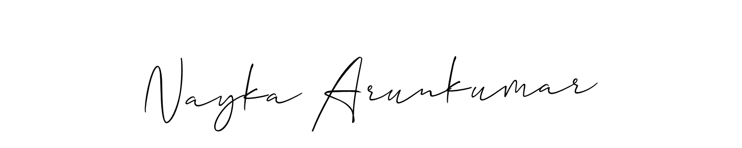 Nayka Arunkumar stylish signature style. Best Handwritten Sign (Allison_Script) for my name. Handwritten Signature Collection Ideas for my name Nayka Arunkumar. Nayka Arunkumar signature style 2 images and pictures png