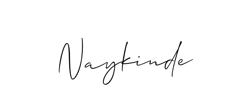 Use a signature maker to create a handwritten signature online. With this signature software, you can design (Allison_Script) your own signature for name Naykinde. Naykinde signature style 2 images and pictures png