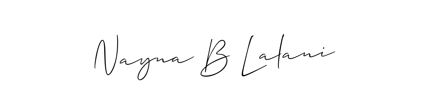 if you are searching for the best signature style for your name Nayna B Lalani. so please give up your signature search. here we have designed multiple signature styles  using Allison_Script. Nayna B Lalani signature style 2 images and pictures png