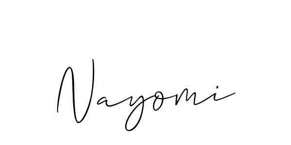 Make a beautiful signature design for name Nayomi. With this signature (Allison_Script) style, you can create a handwritten signature for free. Nayomi signature style 2 images and pictures png