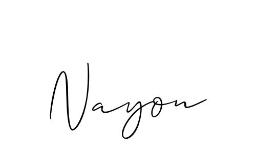 How to make Nayon signature? Allison_Script is a professional autograph style. Create handwritten signature for Nayon name. Nayon signature style 2 images and pictures png