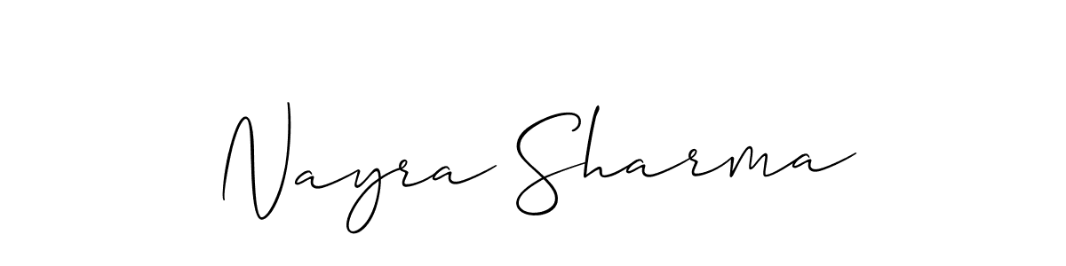 Also we have Nayra Sharma name is the best signature style. Create professional handwritten signature collection using Allison_Script autograph style. Nayra Sharma signature style 2 images and pictures png